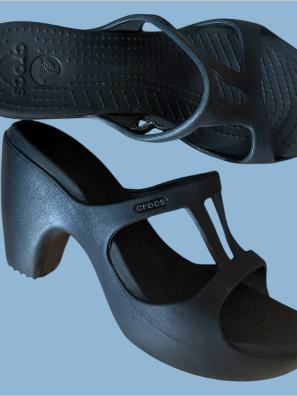 CROCS Cyprus Black Platform Sandals Size 7